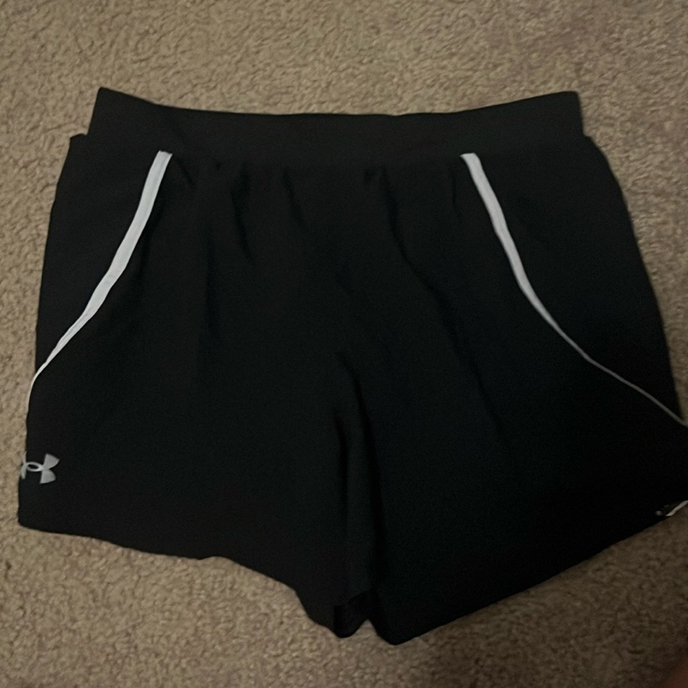 Under Armour black and white woman athletic shorts
